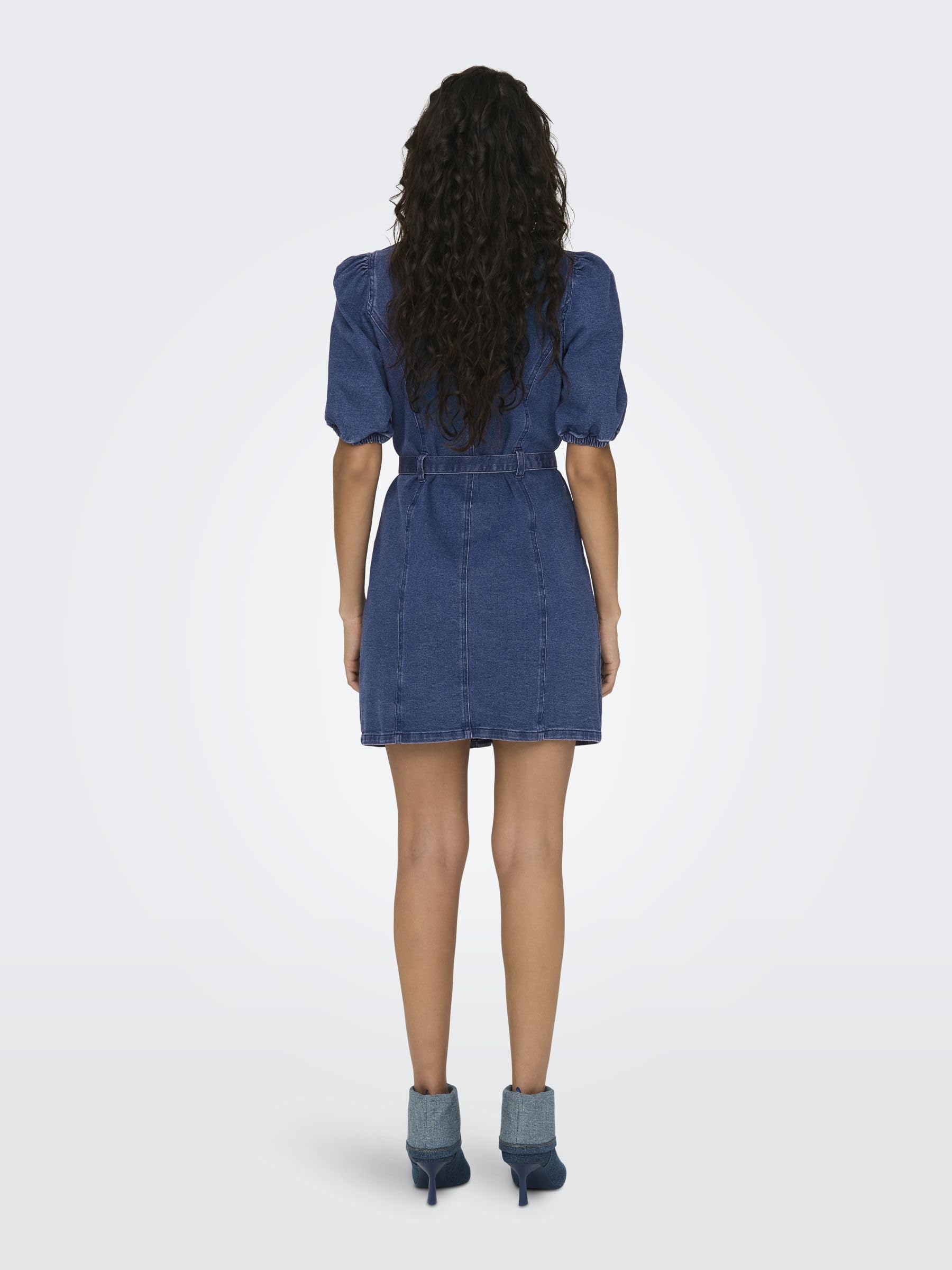 Only Onlvibbe SS Belt DNM Dress MBD Noos Abito Jeans, Media Blu Denim, M
