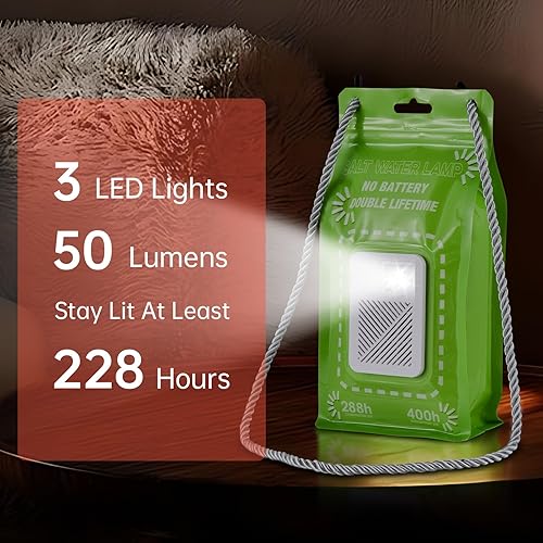 Miniatura 3 de Lámpara de emergencia con luz de sal de agua, linterna LED alimentada por sal, 50 lúmenes LED linterna de camping para cortes de energía Pesca