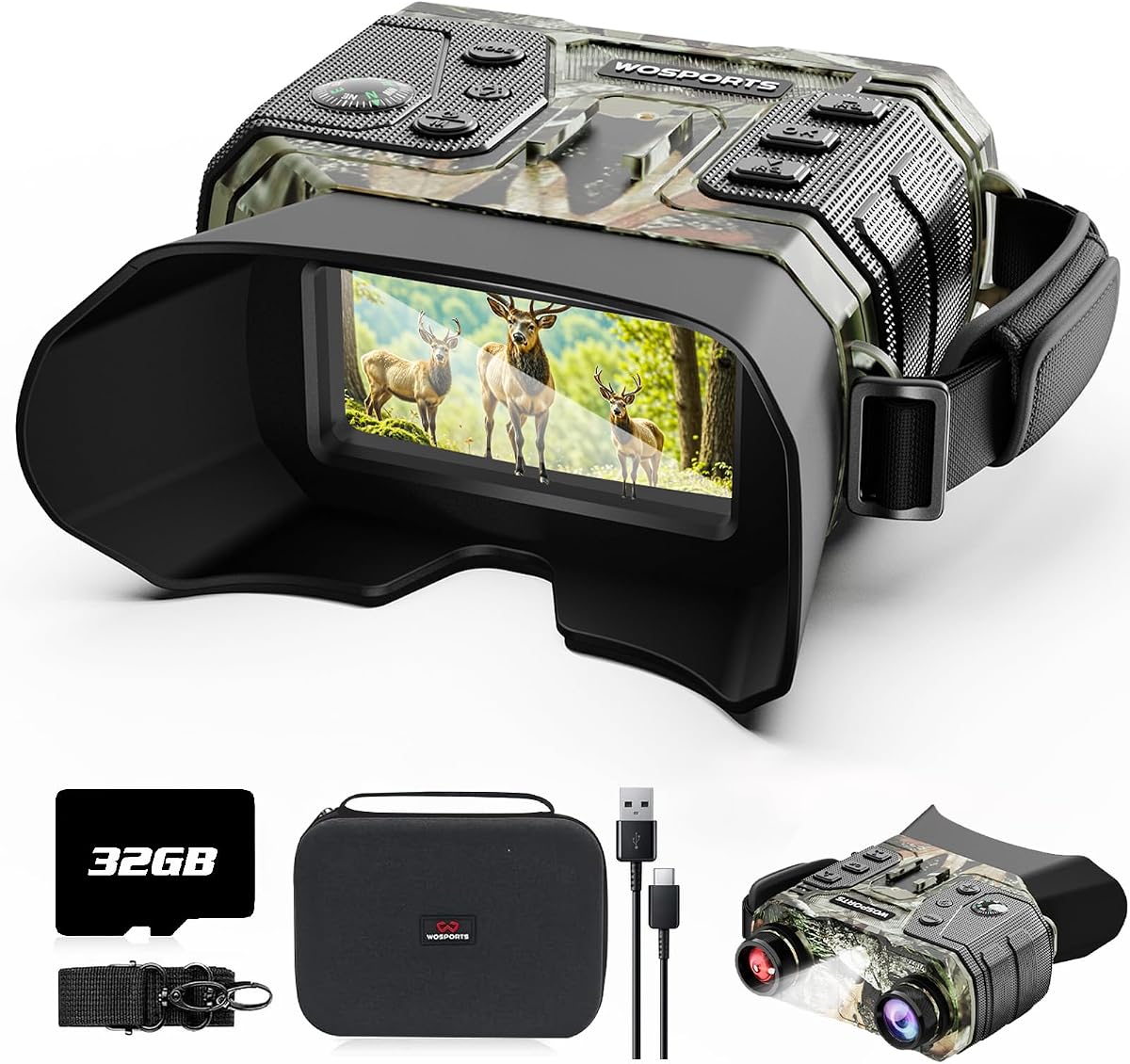 4K Night Vision Binoculars, 1300FT View with 8X Zoom, 15H Battery