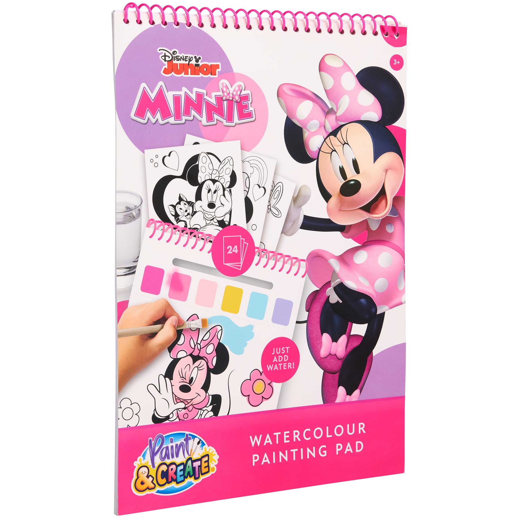 Disney Junior Minnie Mouse - Książeczka do Malowania Wodą z Pędzelkiem - 24 Magiczne Obrazki - Dla Dzieci od 3 Lat (MM24355)