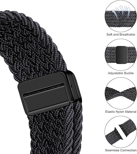 Miniatura 4 de Correa de nailon compatible con Samsung Galaxy Watch 7654FE 1.732 in 1.575 inGalaxy Watch 5 Pro 1.772 inWatch 46 Classic 1.850 in 1.811 in 1.693 in