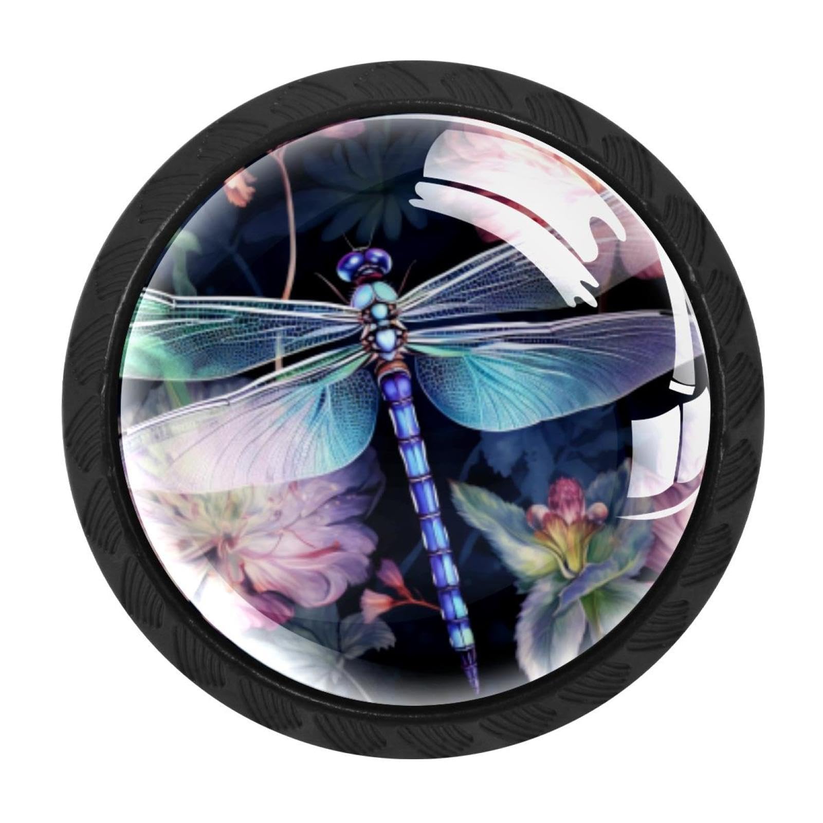 CHENZZZZ 4 Pack Black Dragonfly Cabinet Pulls with Screws, Kitchen Cabinet Knobs Hardware