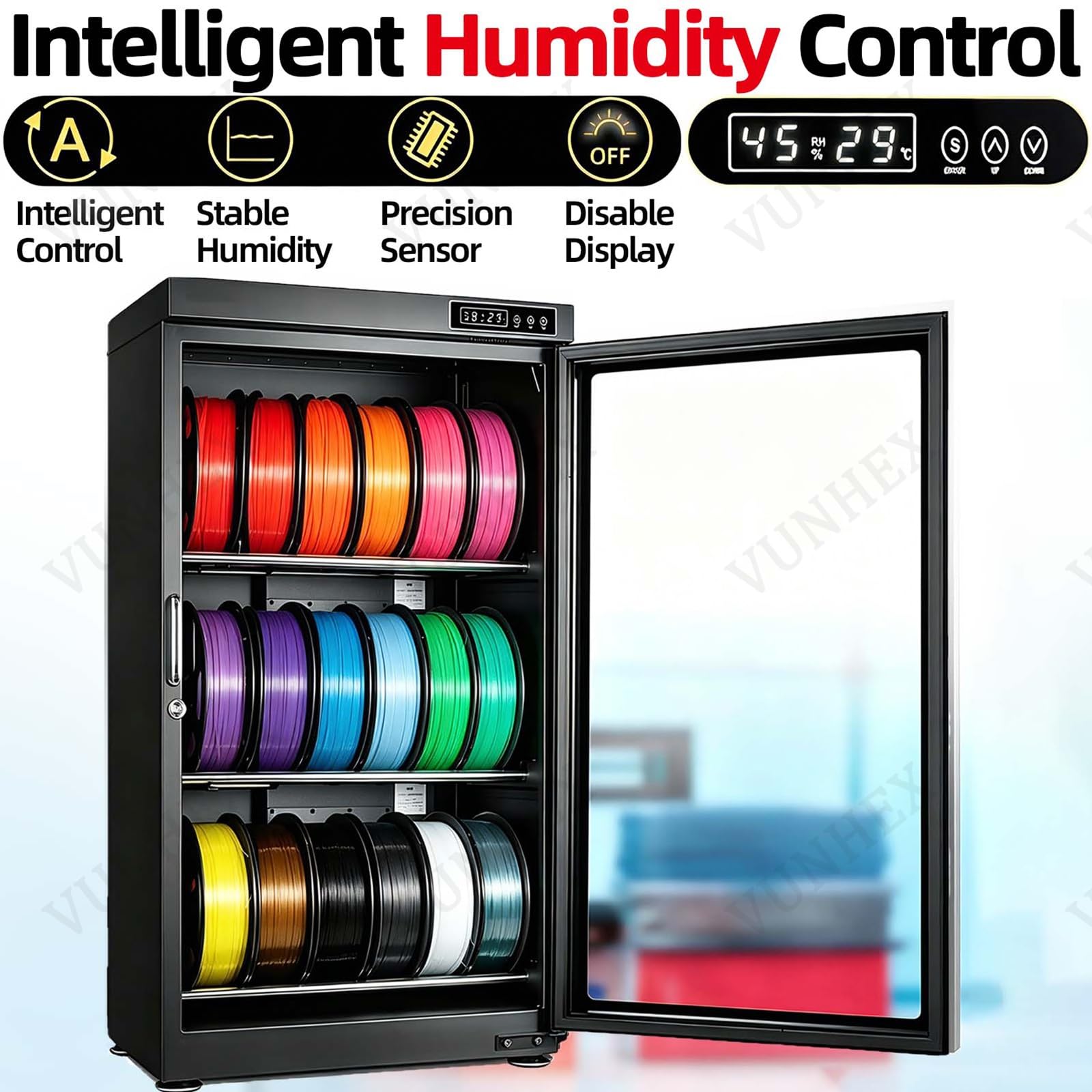 Boîte De Rangement Professionnelle Pour Filaments, Boîte De Séchage Électronique Grande Capacité, Contrôle De L'humidité De 15% À 60%, Idéale Pour Les Ateliers D'impression 3d(115L)