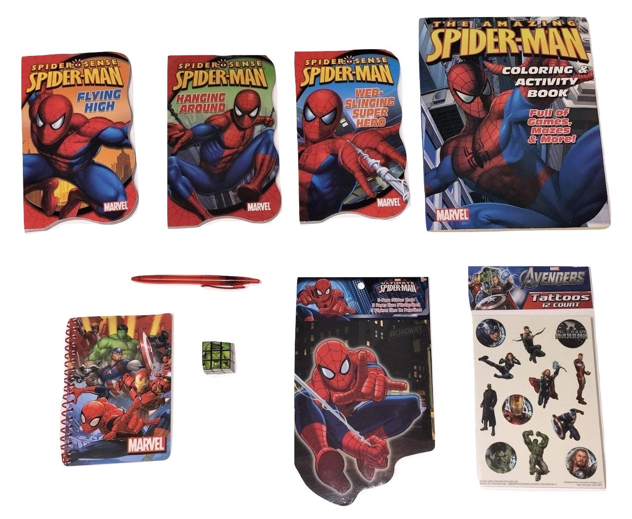Amazon.com: Marvel Spiderman Bundle of 8 Activity Gift Set Items, Fighting  Evil One Villain at a Time (Coloring and Activity Book, Stationery Set,  Board Books, Stickers, Tattoos, Puzzle Cube, 8 Items, 1