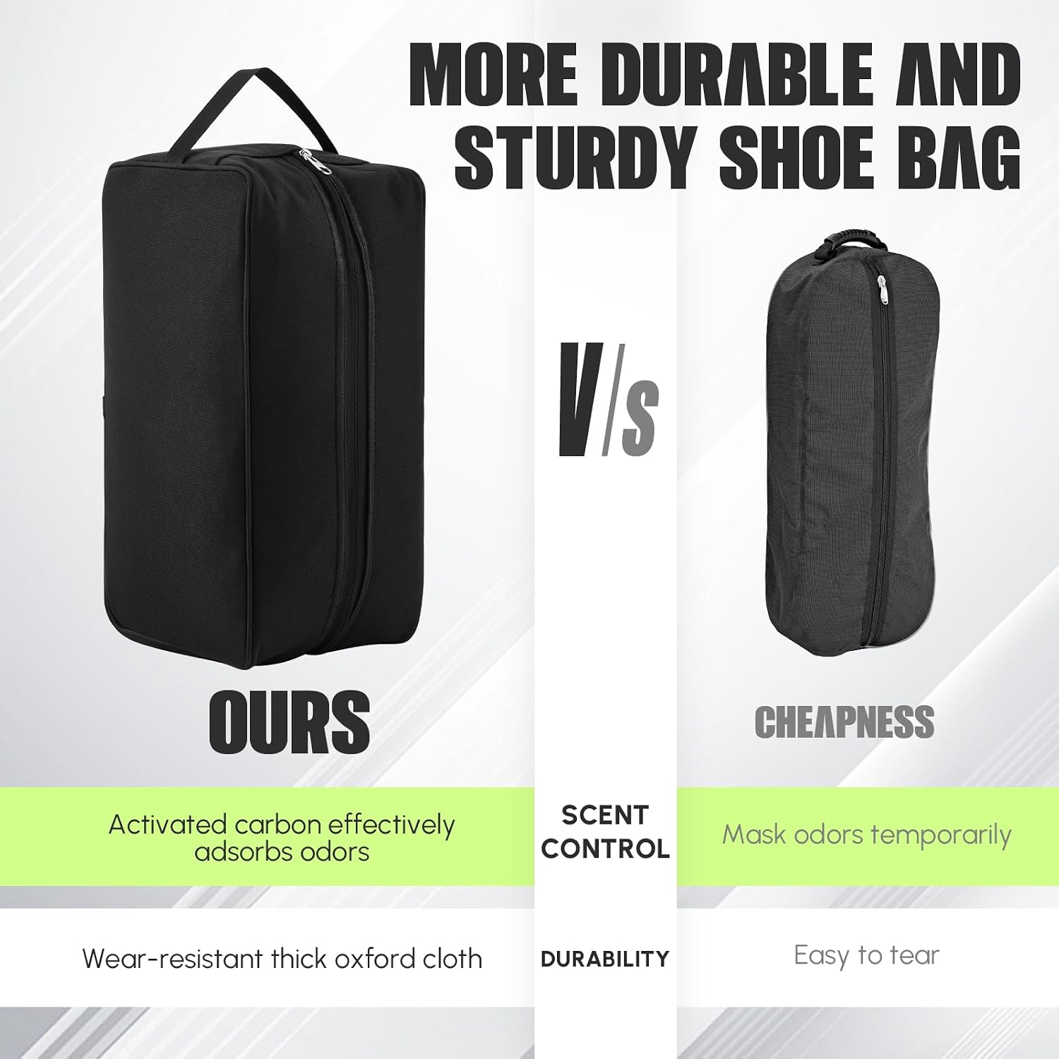 2 Pack Smell Proof Shoe Cleat Bag for Travel Odor Absorbing Water Resistant Soccer Golf Shoe Storage Organizer Pouch with Zipper for Gym Sports Travel Work