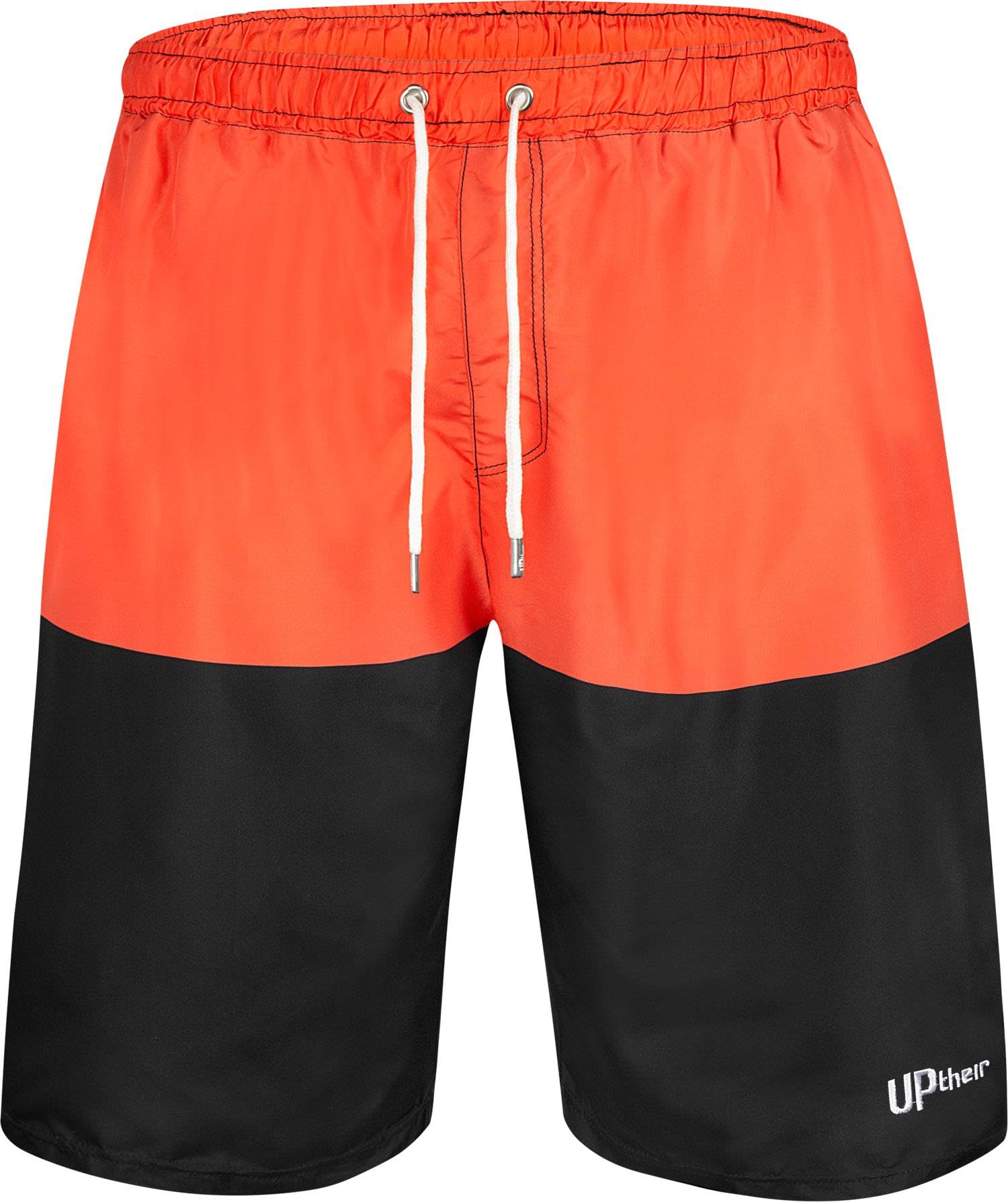 Uptheir Mens Elba Colour Block Swim Shorts - Orange - 6XL