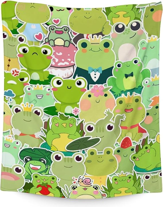 Frog Blanket Gifts - 30x40 Inches Cute Throw for Girls & Boys - Colorful Soft Fuzzy Blankets for Couch & Office