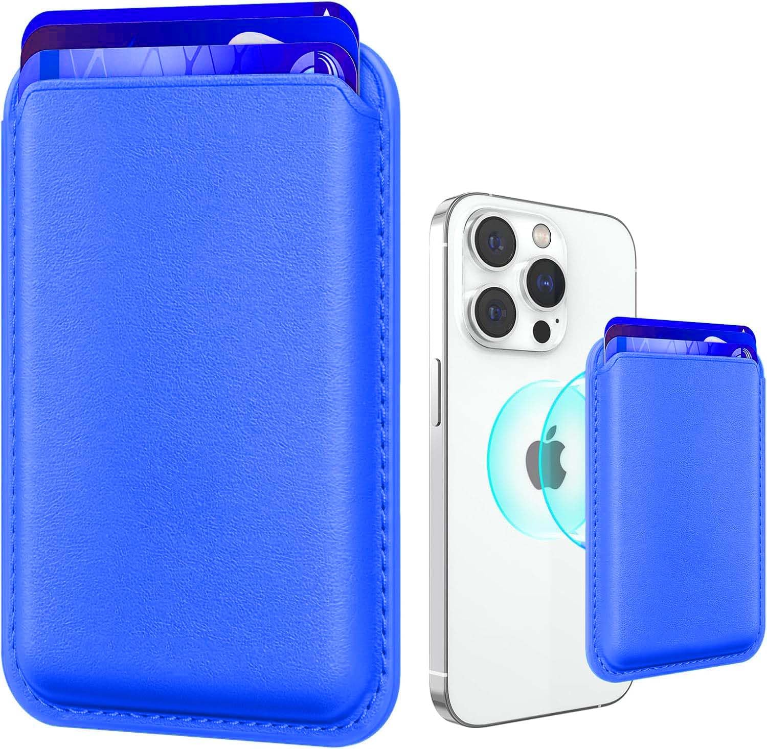 miracase Magnetic Wallet Cell Phone Card Holder for Phone Case with Mag-Safe | Stronger Magnetic, Blue
