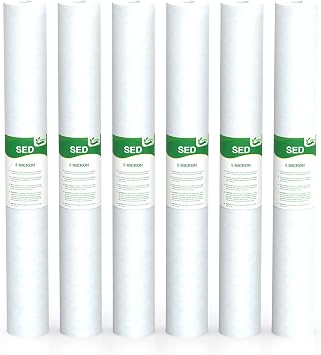 5 Micron Water Filter 20" x 2.5" Replacement Cartridge, 20-inch Sediment Pre-Filters for Whole House Water Filtration/Water Softener Systems, 6-Pack