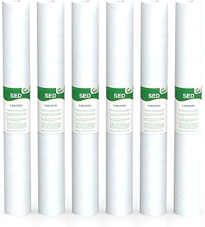 5 Micron Water Filter 20" x 2.5" Replacement Cartridge, 20-inch Sediment Pre-Filters for Whole House Water Filtration/Water Softener Systems, 6-Pack