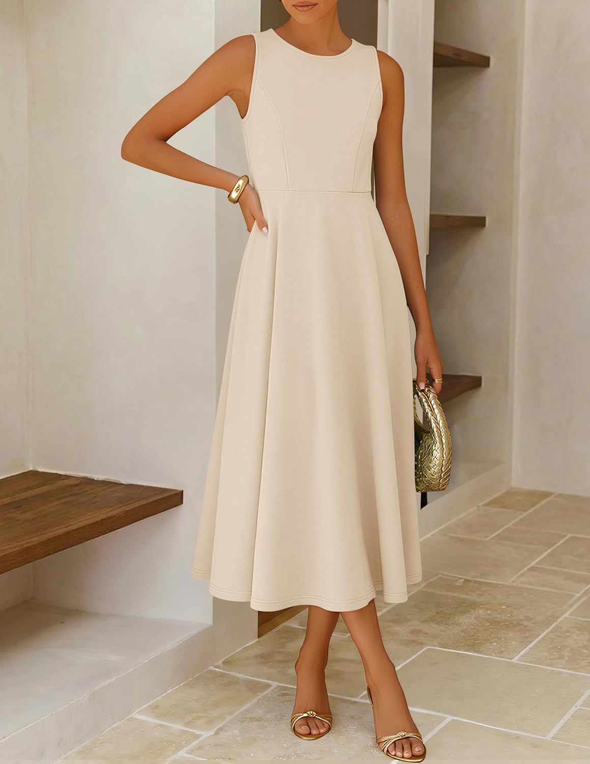 ZESICA Women's Summer Formal Midi Dresses 2026 Spring Sleeveless A Line Elegant Flowy Wedding Guest Cocktail Party Dress - Image 3