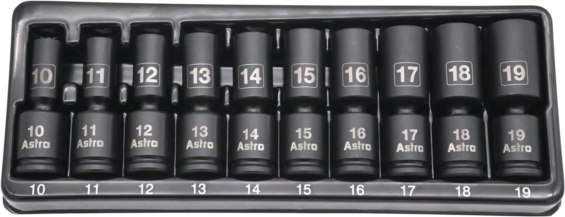 Astro Tools 78344M 10pc 3/8" Drive Mid-Length Pinless Universal Impact Sockets - Metric