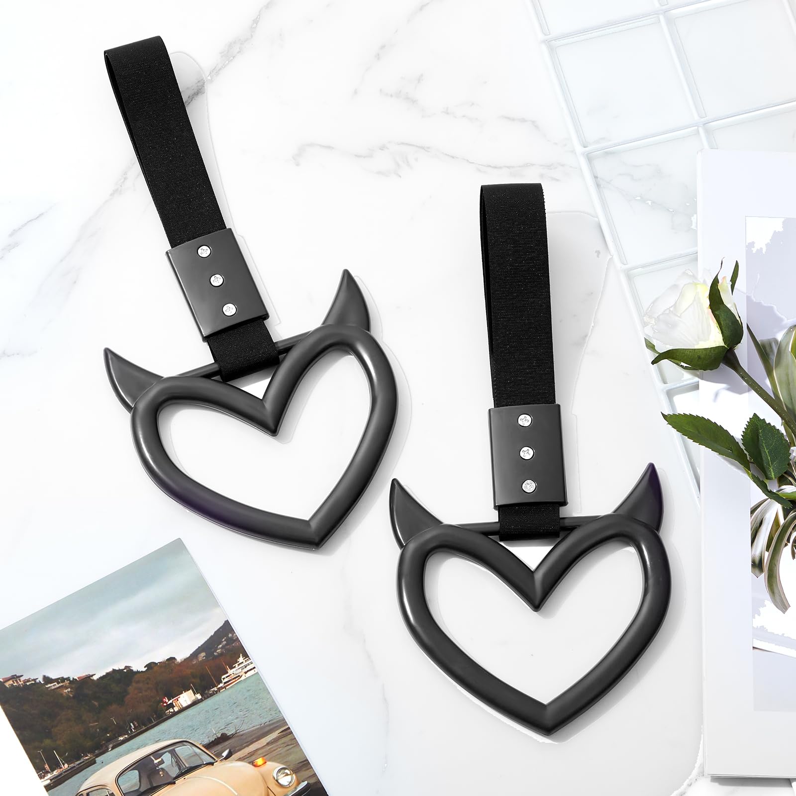 Amazon.com: Fabbay 2 Pieces Heart Handle Keychains Car Accessory