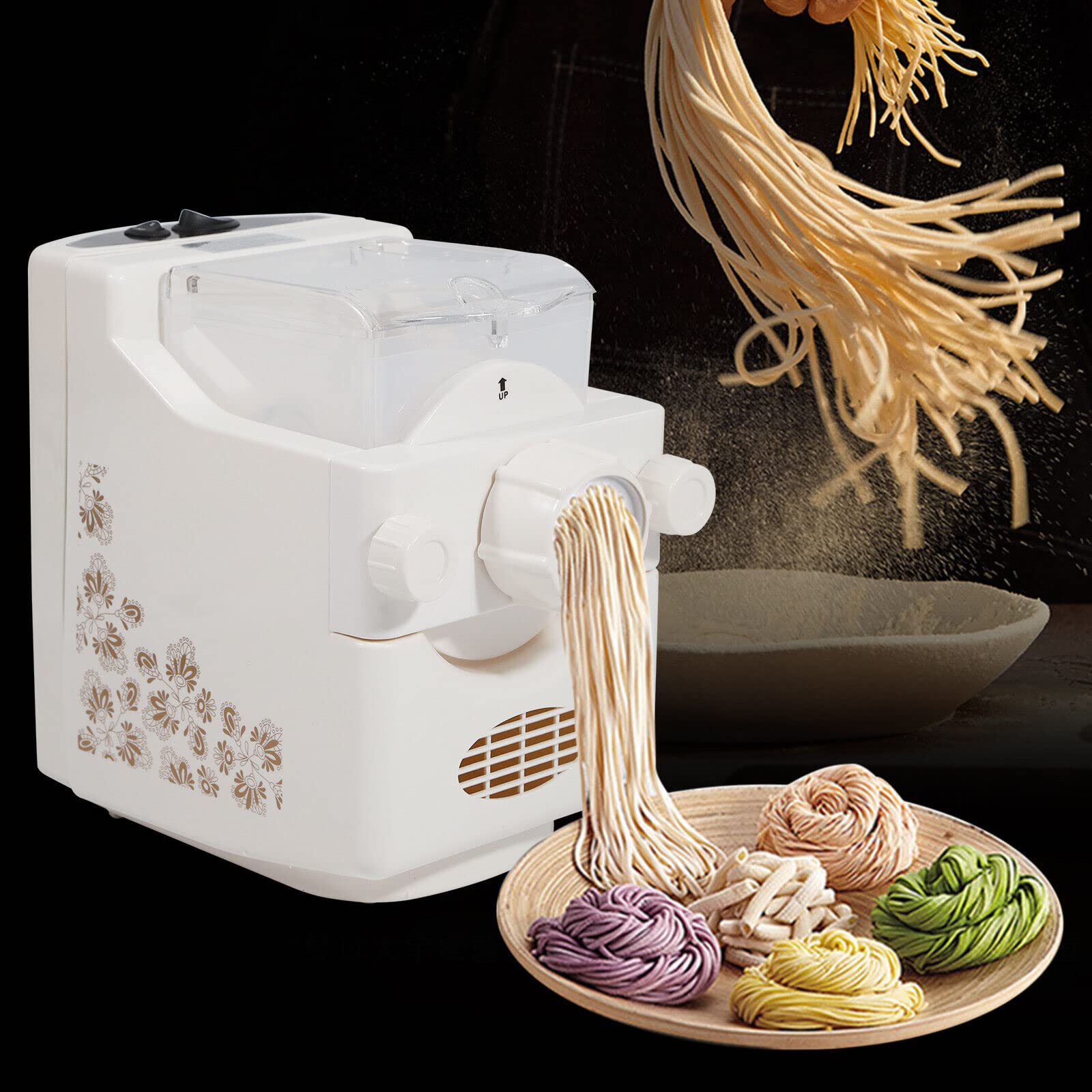 180W Profi Elektrische Nudelmaschine vollautomatisch Pastamaker 500g Kapazität,Kinder, ältere Menschen sind einfach zu bedienen, Schlüsselschalter, Automatik und Nudeln