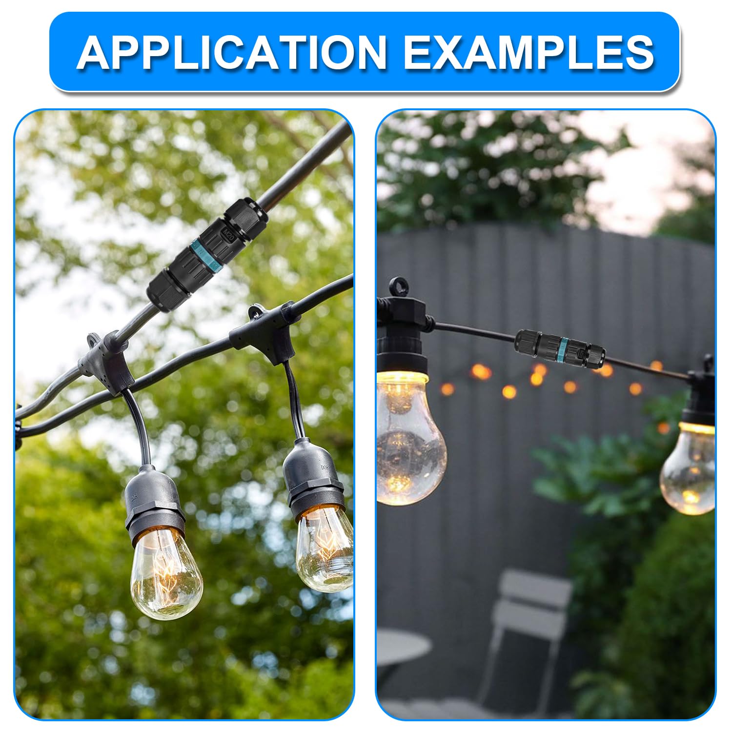 4 Pezzi Connettori Elettrici per Cavi Esterni IP68,Scatola di Giunzione Impermeabile Ø5-12 mm,Robusto e durevole,Connettore Stagno Manicotto 3 Poli,Ideale per giardino, esterno,tetto（3 pin 4p）