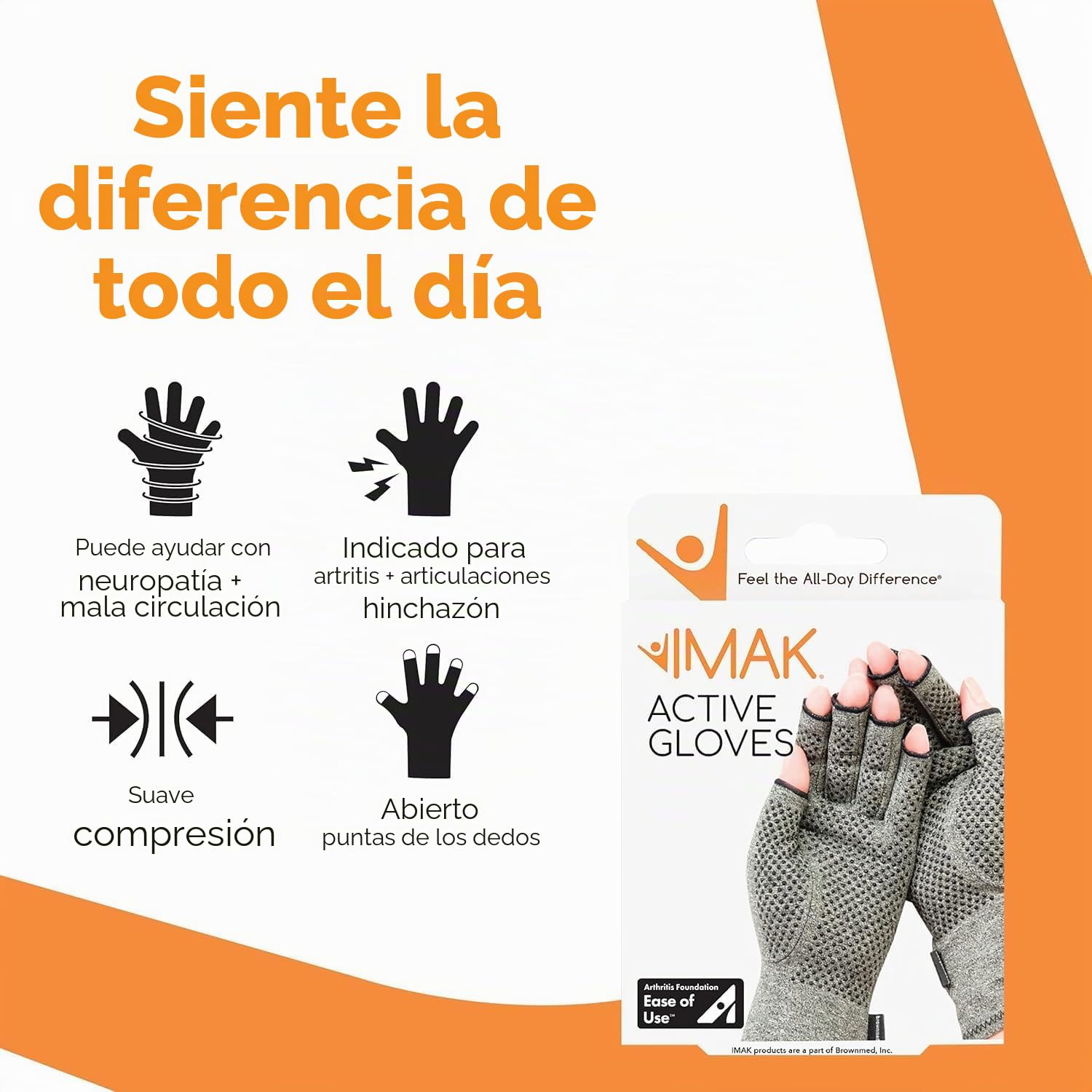 Brownmed IMAK - Guantes para artritis activa, talla mediana