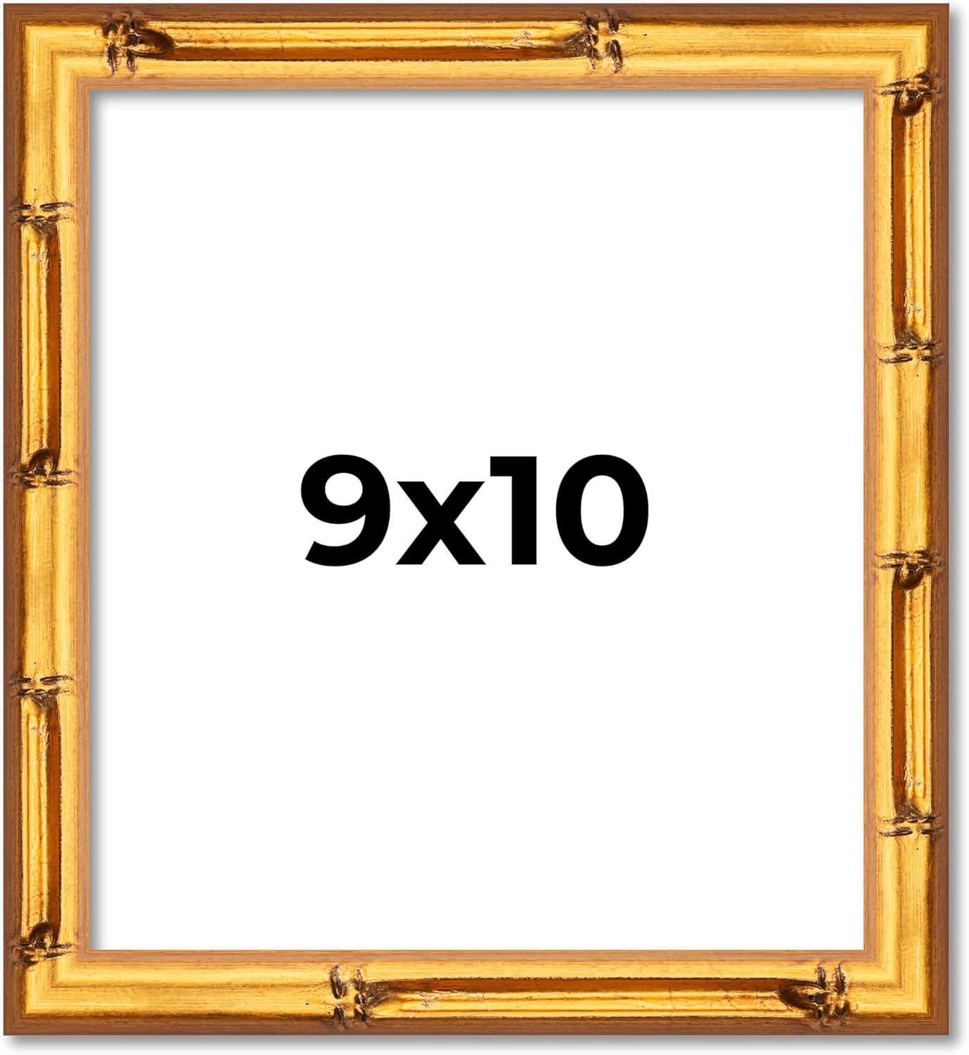9x10 Frame Gold Bamboo Solid Wood Picture Frame | 1 Inch Moulding Width | Interior Frame Depth 0.75 Inches | Complete with UV Acrylic Plexiglass, Foam Board Backing & Hanging Hardware