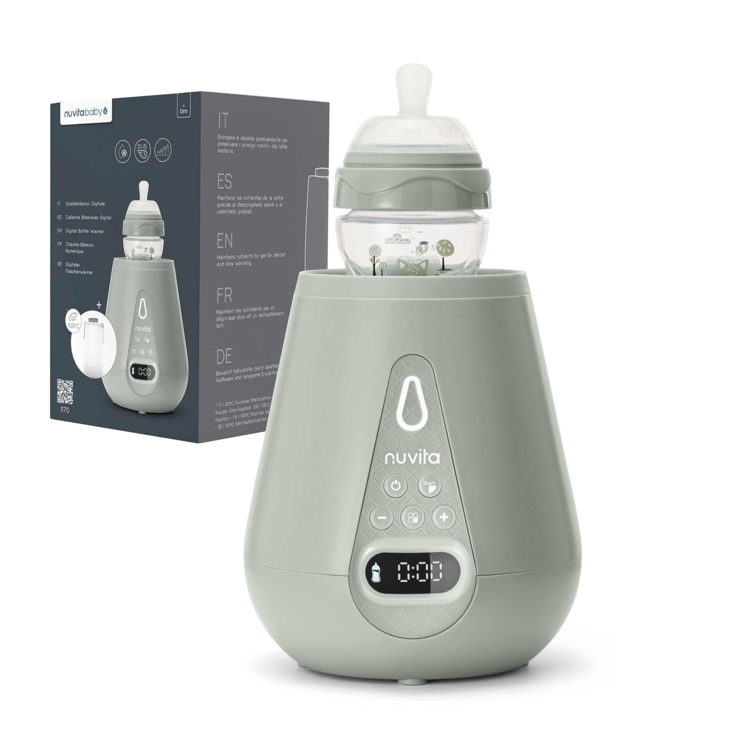 Nuvita 1170 | Scalda Biberon Neonato | Sterilizzatore Biberon | Scaldabiberon Digitale | Scaldabiberon e Sterilizzatore | Scaldalatte Elettrico Neonato | Scaldabiberon Veloce | Scaldapappa Neonati