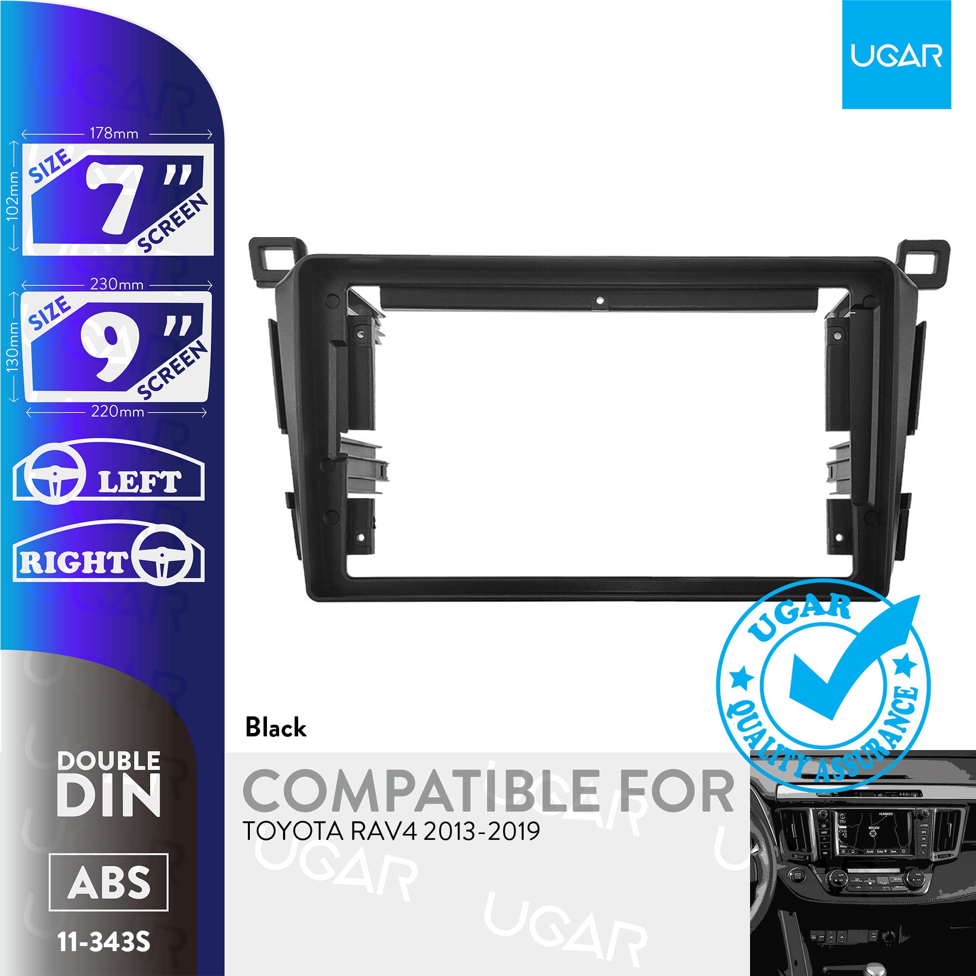 UGAR 7 Pollici / 9 Pollici Compatibile per TOYOTA RAV4 2013-2019 Doppio kit Mascherine telaio per veicoli