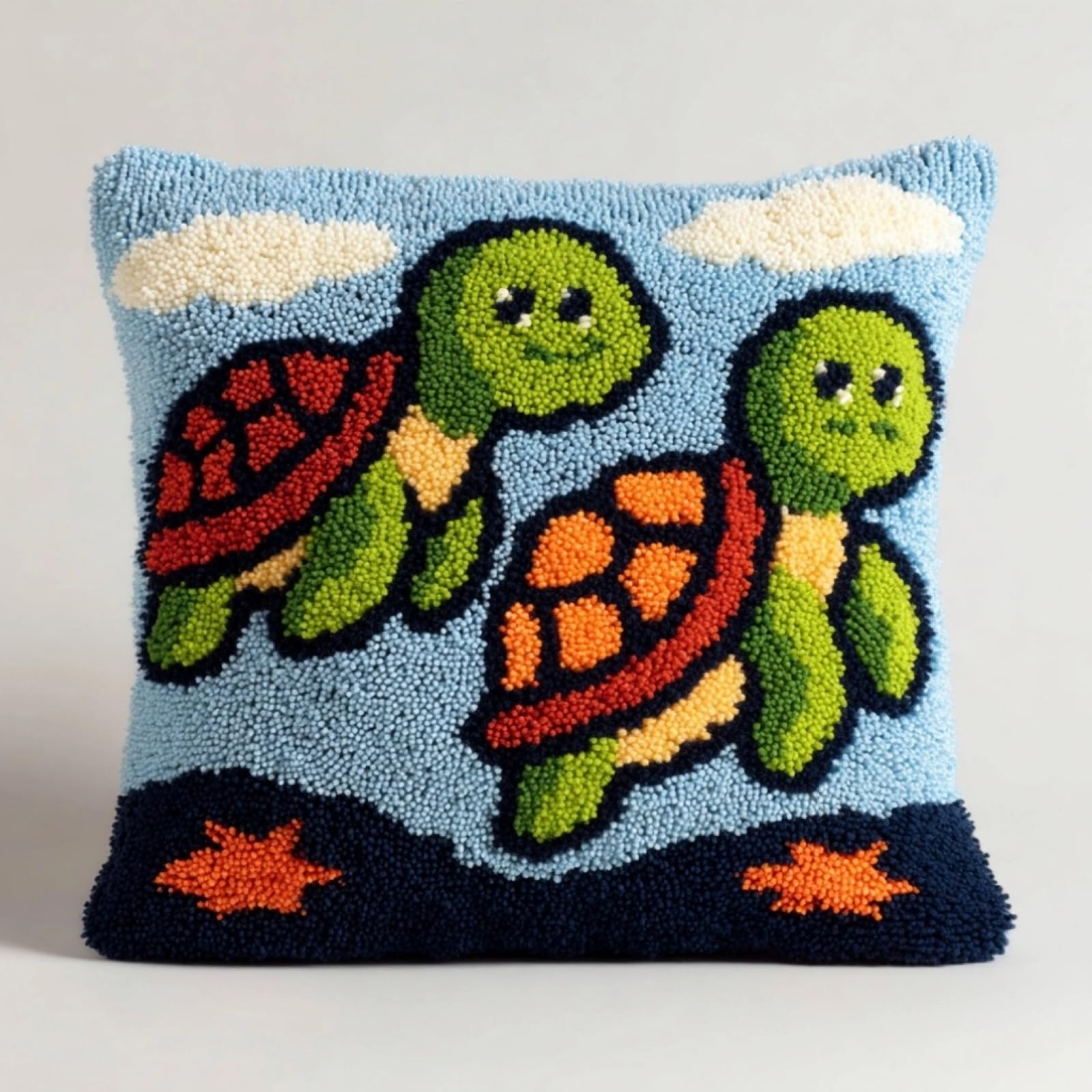 AxiangziK Latch Hook Cushion Kits for Beginners,Two sea Turtles