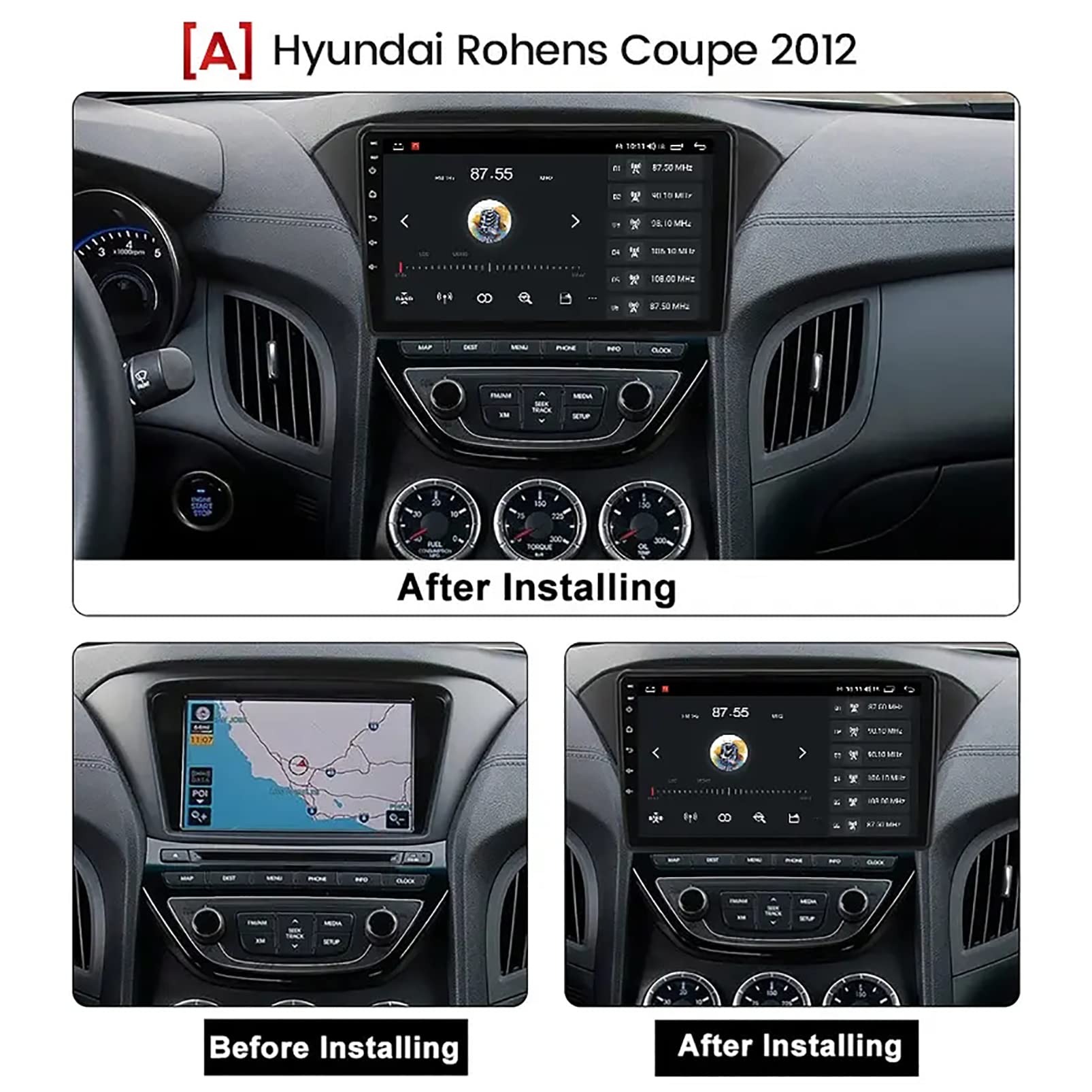 9 Pouces Autoradio à écran Tactile pour Hyundai Rohens Genesis Coupe 2009-2011 2012 Lecteur Stéréo 9 Pouces FM RDS Radio WiFi USB SD Android 11 Stéréo De Voiture Autoradio