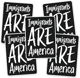 3" Immigrants are America Sticker 5 Pack - Black Political Vinyl Decal Stickers Waterproof Outdoor Car, Leftist Political Abolish ICE, Protest (5)