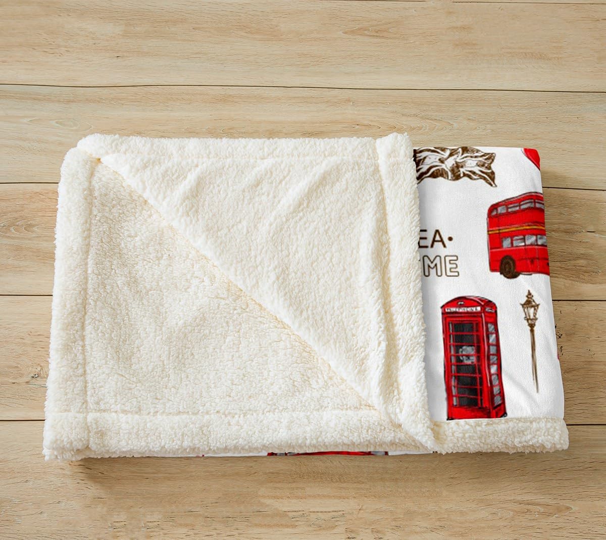 British Sherpa Blanket London Urban Fleece Throw Blanket for Bed Sofa Kids Red Bus Plush Blanket Utra Soft England Flag Fuzzy Blanket Retro Telephone Booth Flannal Blanket Double 60x79 Inch - Image 3