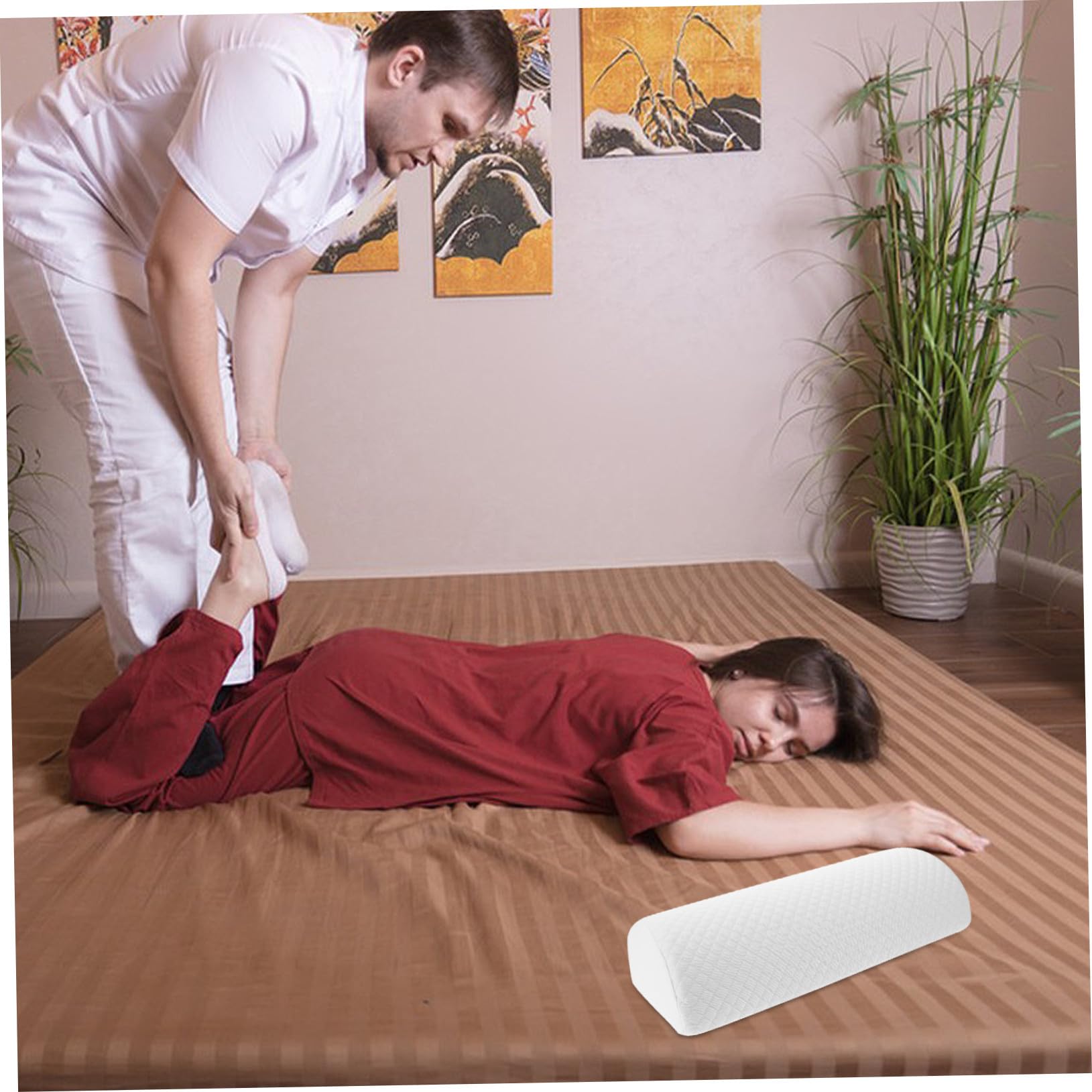 Almohada de Media Luna Viscoelástica 40x20x10 Cm Soporte Ergonómico para Piernas y Espalda 3D Aire para Casa Oficina y Automóvil