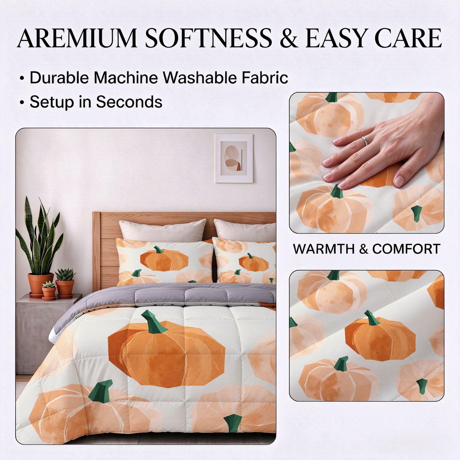 Couette 1 Personne Enfant 90x190 cm Citrouille Colorée a380
