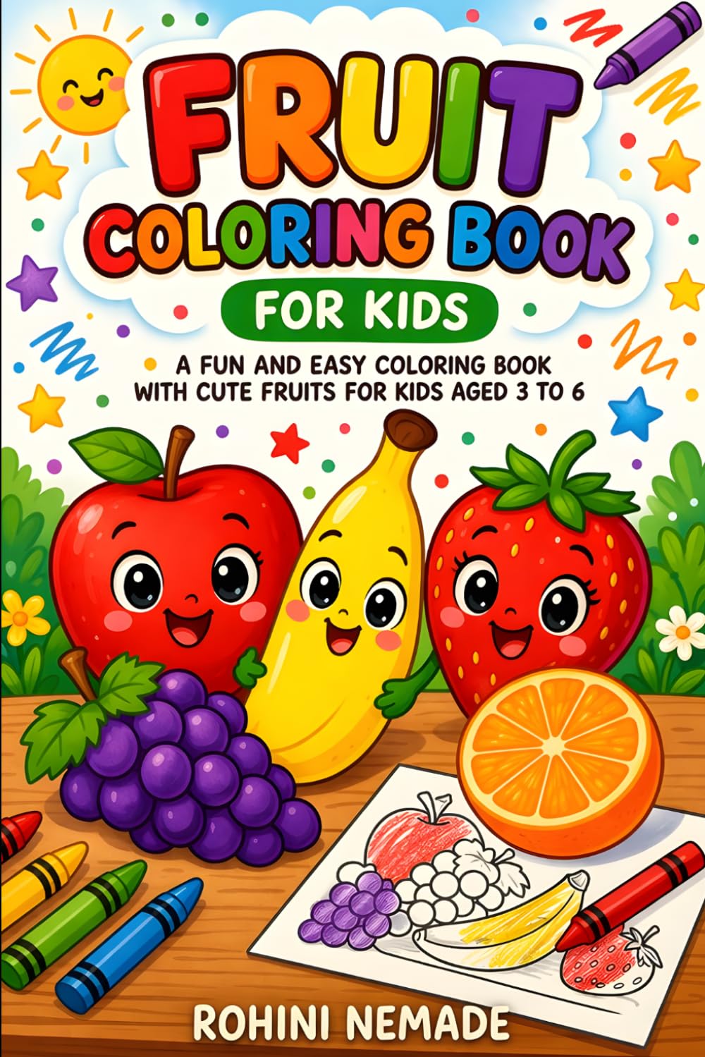 Fruit Coloring Book for Kids Ages 3-6: Fun & Easy Coloring Pages with Fruit Names for Toddlers – Learn Fruits, Build Vocabulary & Enjoy Cute Simple Designs