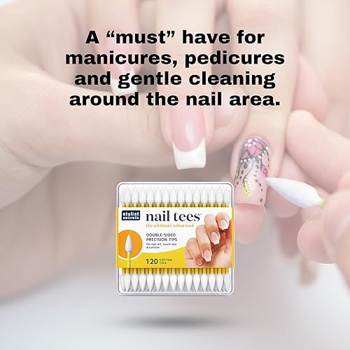 Miniatura 6 de Fran Wilson Puntas de algodón para uñas, 120 unidades (2 unidades) La mejor herramienta de uñas, hisopos multiusos de doble cara con extremos