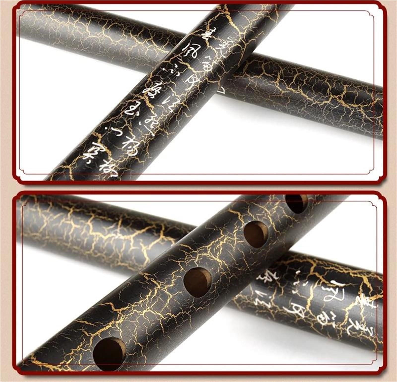Flûte traversière en bambou noir fil transparent clé en ré 10 trous instrument à vent fait main tons séparables Professionnelle Flûte Bambou(G KEY)