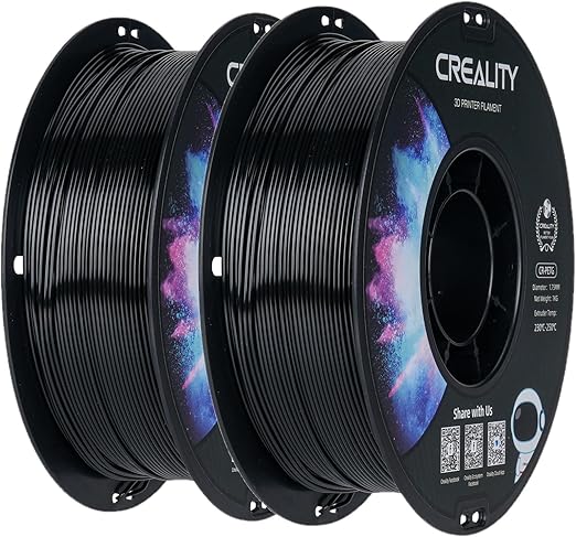 Creality PETG Filament 1.75mm, 3D Printer Filament, Excellent Toughness High Precision, Odorless Non-Toxic Moistureproof, Accuracy +/- 0.02mm, 2 Pack-1kg (Black & Black)