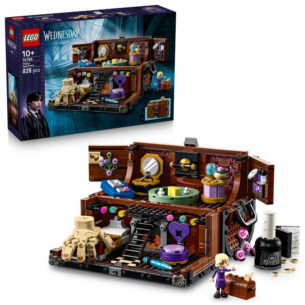 LEGO Wednesday Mieszkanie Rączki 76785 | zestaw klocków dla dzieci, zabawka dla 10-latki, prezent dla fana serialu Wednesday, dla dziewczynki i chłopca, 828 elementów