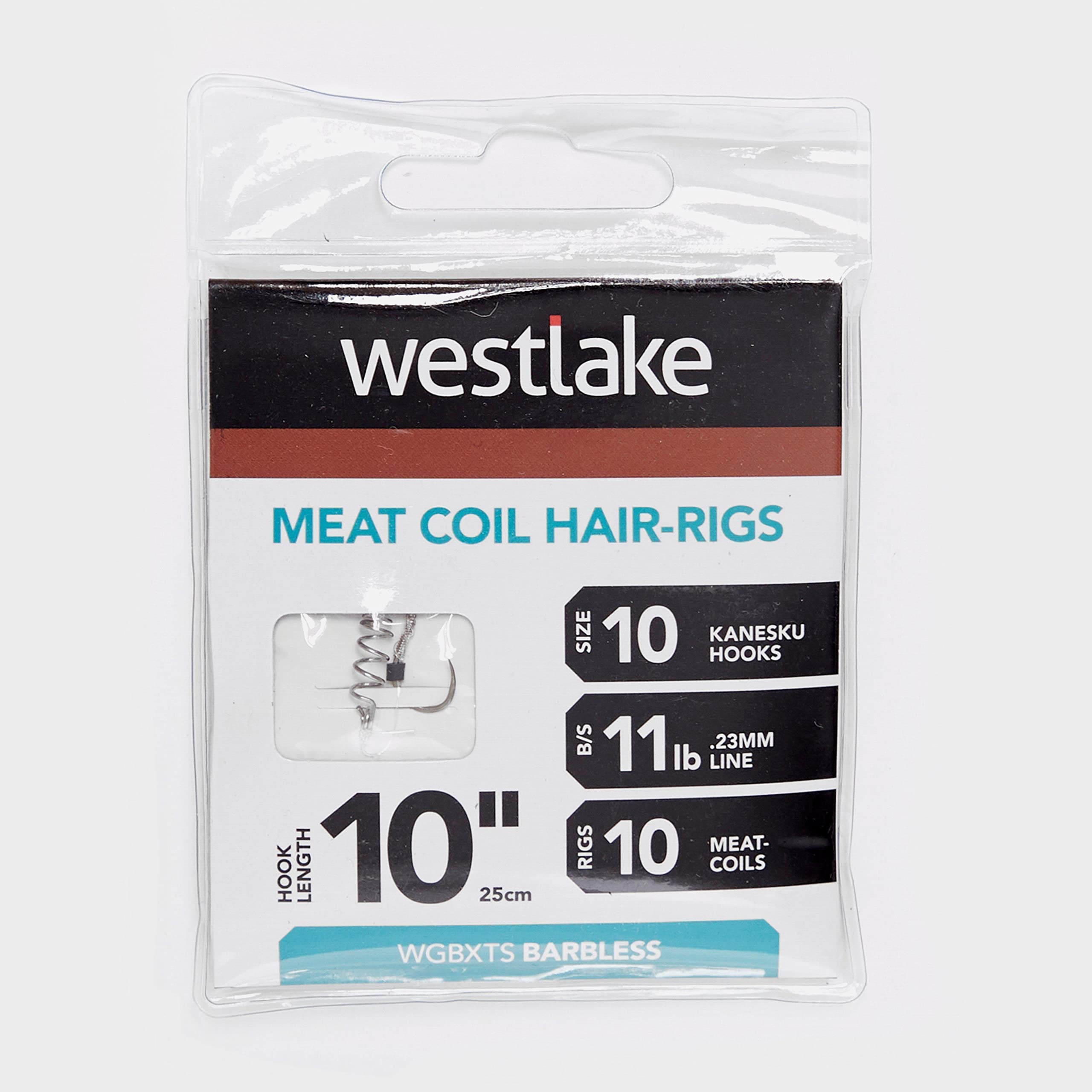 WESTLAKE Meat Coil Hair Rigs 10âÂ€ Size 10, White, One Size