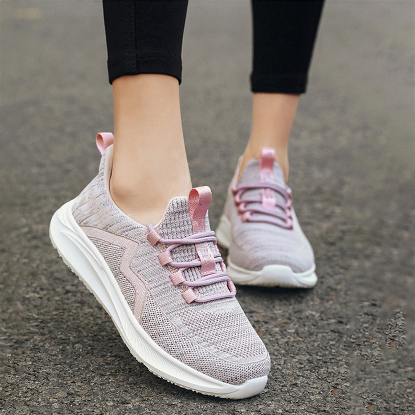 Scarpe da Ginnastica da Donna Eleganti Pianta Larga Sneakers Platform Donna | Calzature Atletica in Cuscino Aria per Passeggiata Invernale Scarpe Ginnastica Concezione Ergonomica Fibra Ecologica