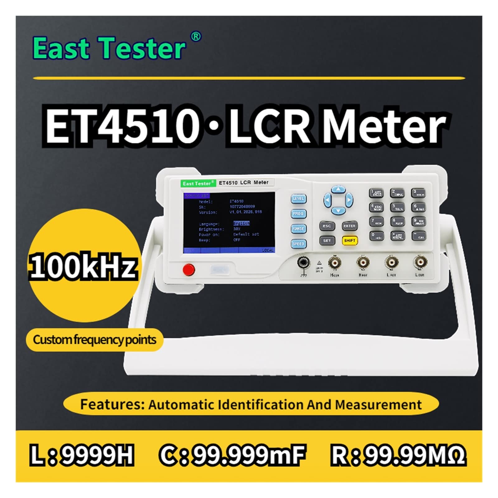 Generatore di Segnale Bridge LCR digitale desktop serie ET45 (ET4501/ET4502/ET4510) Misuratore di induttanza resistenza capacità da banco con schermo LCD TFT 3,5"(ET4510)