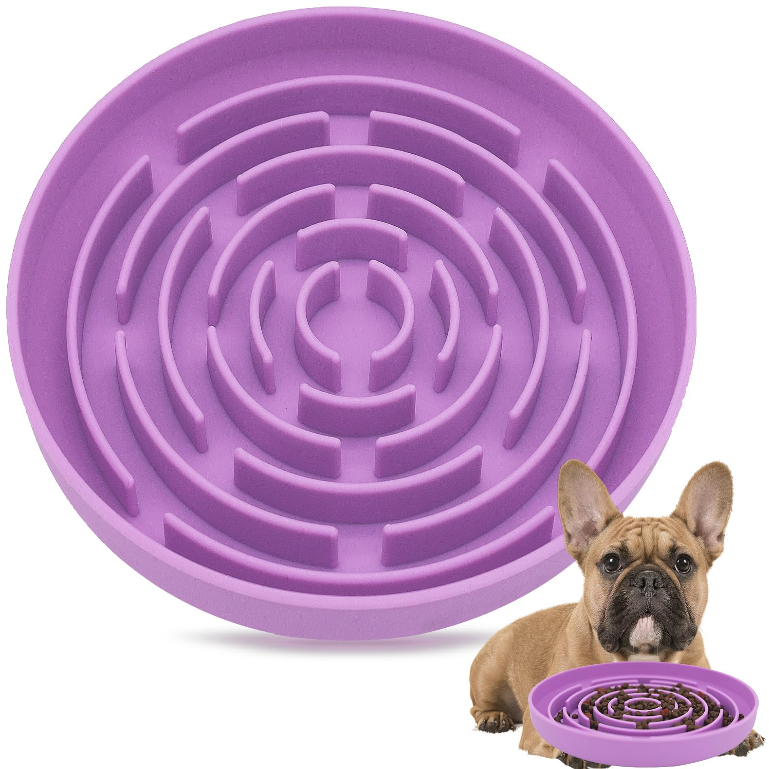 Slow Feeder Dog Bowls, Interactive Silicone Dog Feeding Bowls for Dogs & Cats, Slow Feeder Non-Slip with Suction Cups, Anti-Choking, Non BPA, Reduces