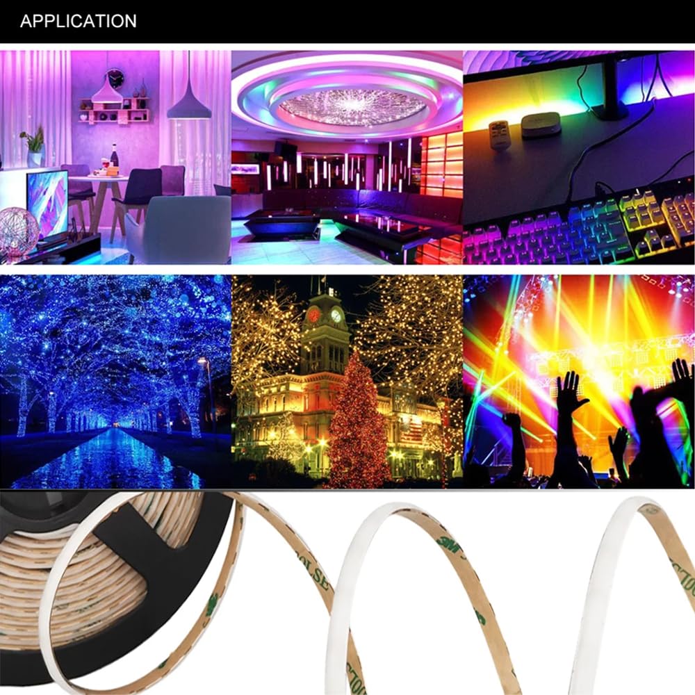 Striscia LED COB da 5 m, 12 V, autoadesiva, bianca, 6000 K, 400 LED/M, flessibile, larghezza 5 mm, per TV, retroilluminazione, camera da letto, illuminazione domestica (WS2812B, larghezza 12