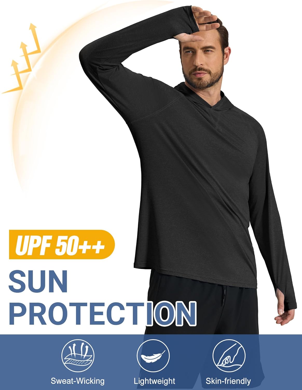 COOFANDY Men's UPF 50+ Fishing Shirt Lightweight Quick Dry UV Sun Protection Hoodie Long Sleeve SPF Hiking Running Rash Guard - Image 4