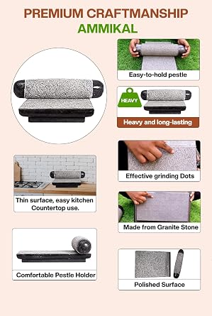 Village Decor Handmade Stone ammikal/Stone Hand Grinder/Mortar & Pestle Sets (B L - 10 * 15 inch)