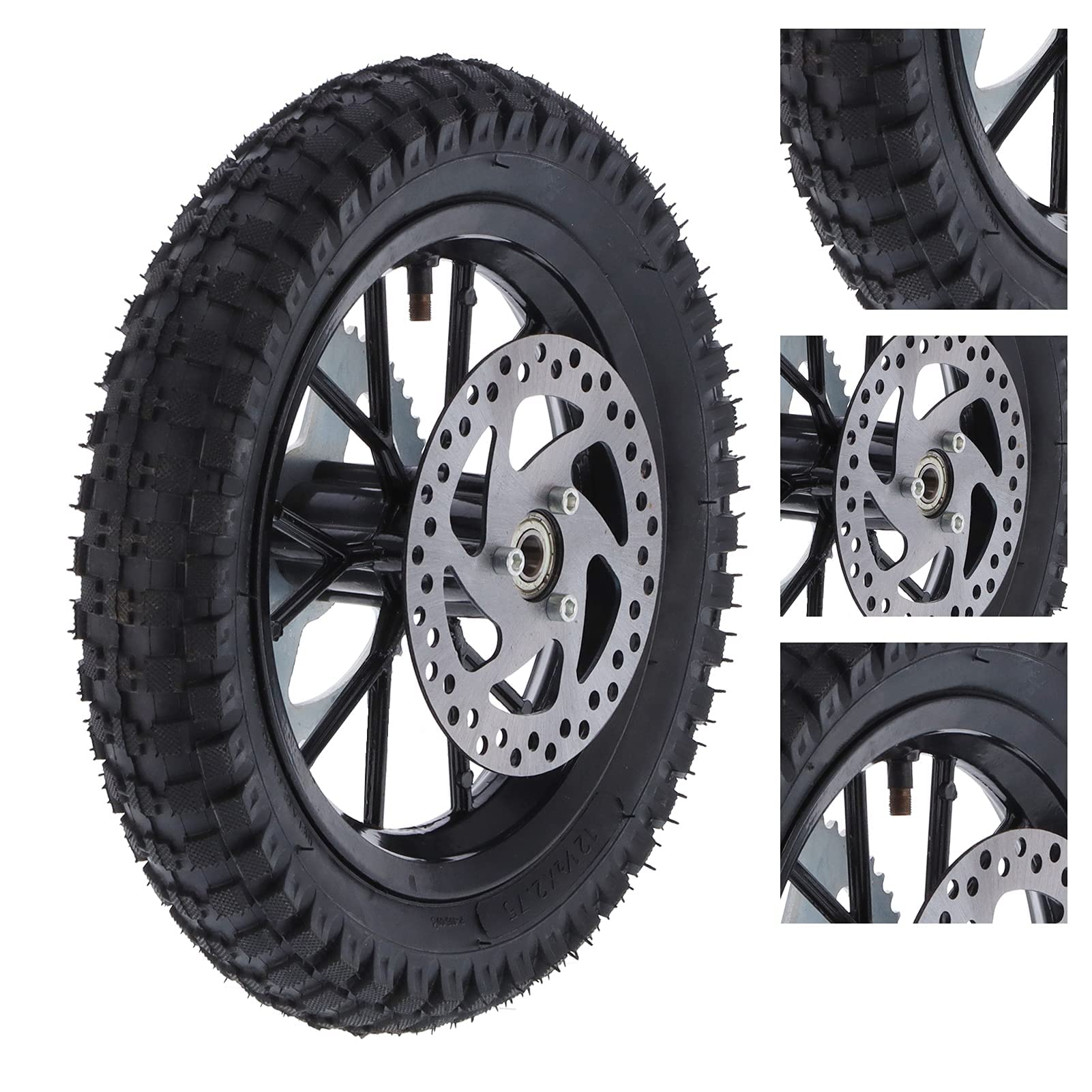 12,5x2,75 po Pneu de Roue Arrière, Antirouille Résistant à Corrosion Jante Métal Antidérapant Pneu Arrière Sans Chambre à Air pour Mini moto Tout TerrainCoolster 49 cc 2 tempsQG-50