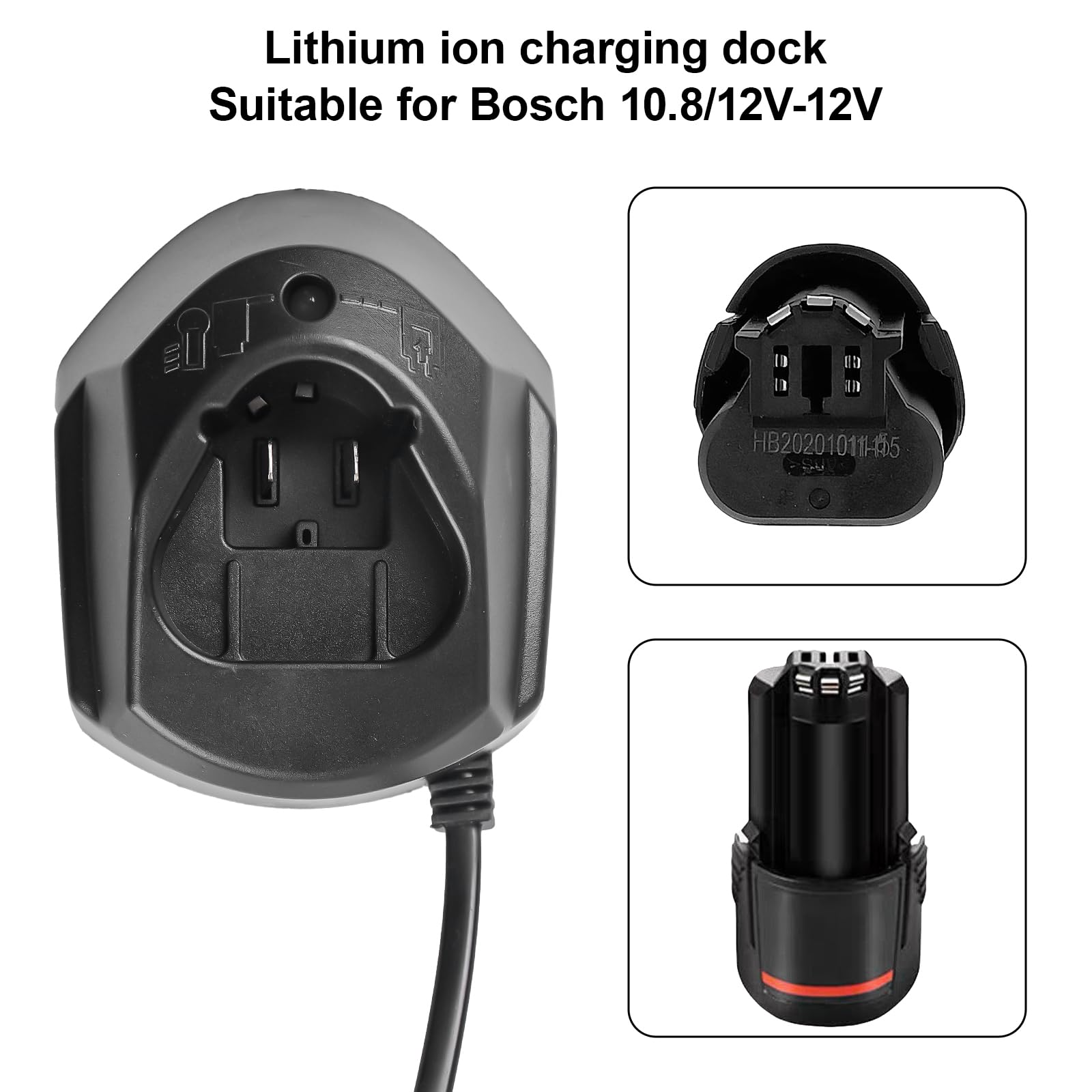 12V Li-ion ładowarka do Bosch, Professional 10.8V-12V AL1115CV akumulatorów Szybka ładowarka, Ładowarka do wiertarki akumulatorowej Kompatybilna z Bosch BAT411, BAT412, BAT413 (wtyczka EU)
