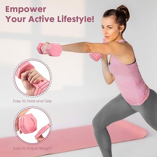 Miniatura 3 de Adjustable Dumbbell Set, 4 in 1 Free Weights Dumbbells Set for Women, Weights for Women at Home, 2lb 3lb 4lb 5lb with TPU Soft Rubber Handle for