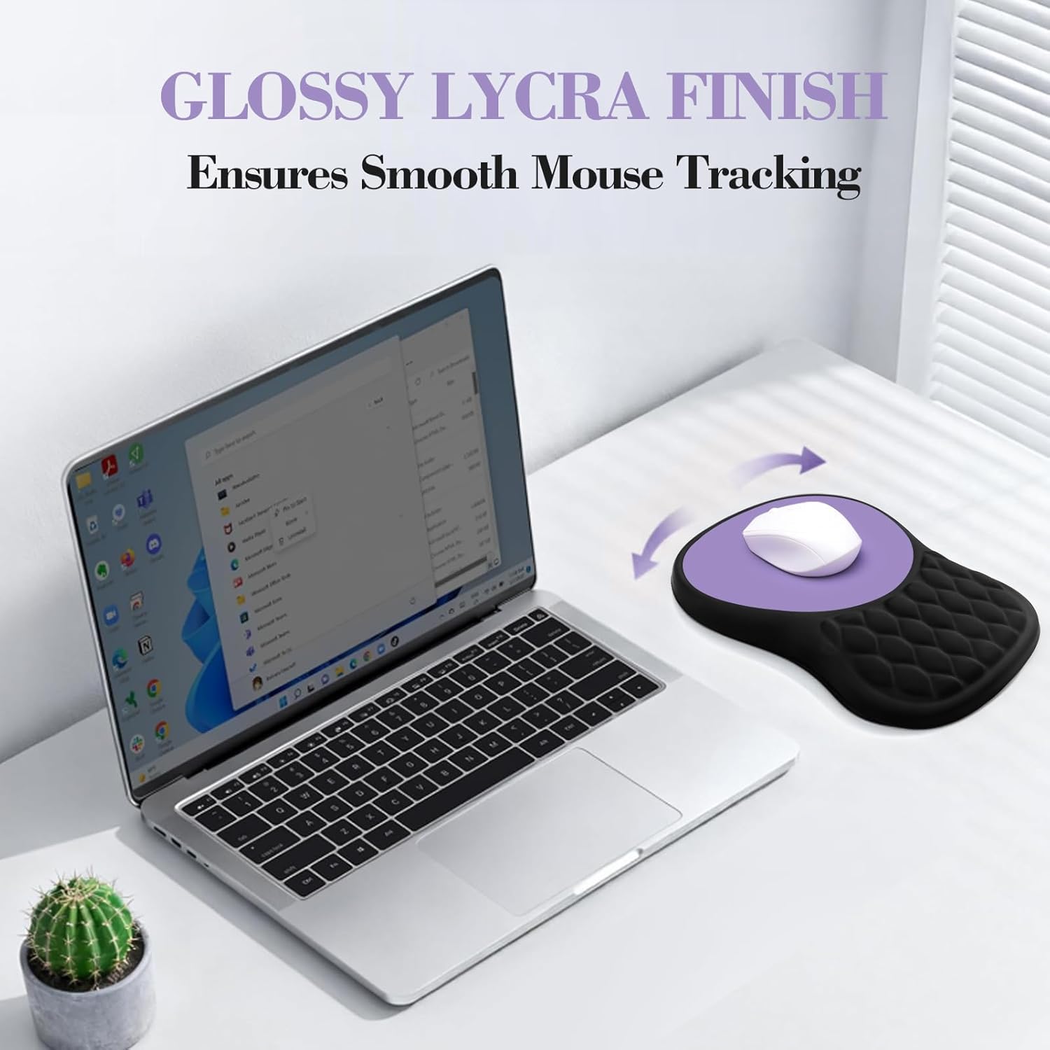 Ergonomic Mouse Pad with Wrist Support, Memory Foam Mousepad with Massage Design, Wrist Rest Mouse Pads for Carpal Tunnel Pain Relief, Non-Slip PU Base for Office Desk/Gaming (Black+Purple)