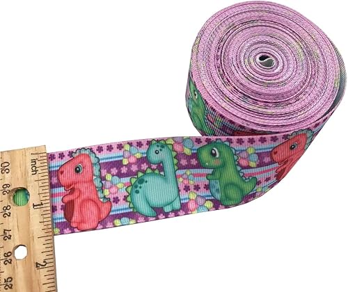 Miniatura 3 de MMvolesy Cinta de grogrén estampada con dinosaurio de 1-12 pulgadas (1.496in) para manualidades, accesorios hechos a mano, decoración de boda de