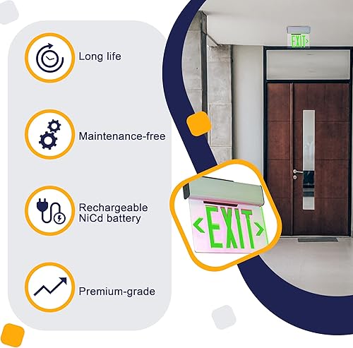 Miniatura 10 de Ciata Señal de salida de dos LED, letrero de salida de luz, letrero de salida de iluminación de emergencia, luces de salida de emergencia iluminadas