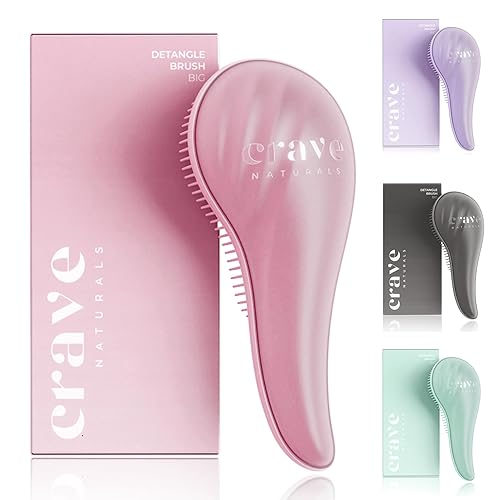 Crave Naturals Cepillo Desenredante para Cabello Grande Rosa  Cepillo Deslizante para Desenredar el Cabello para Mujeres, Niños y Pequeños  Cuidado