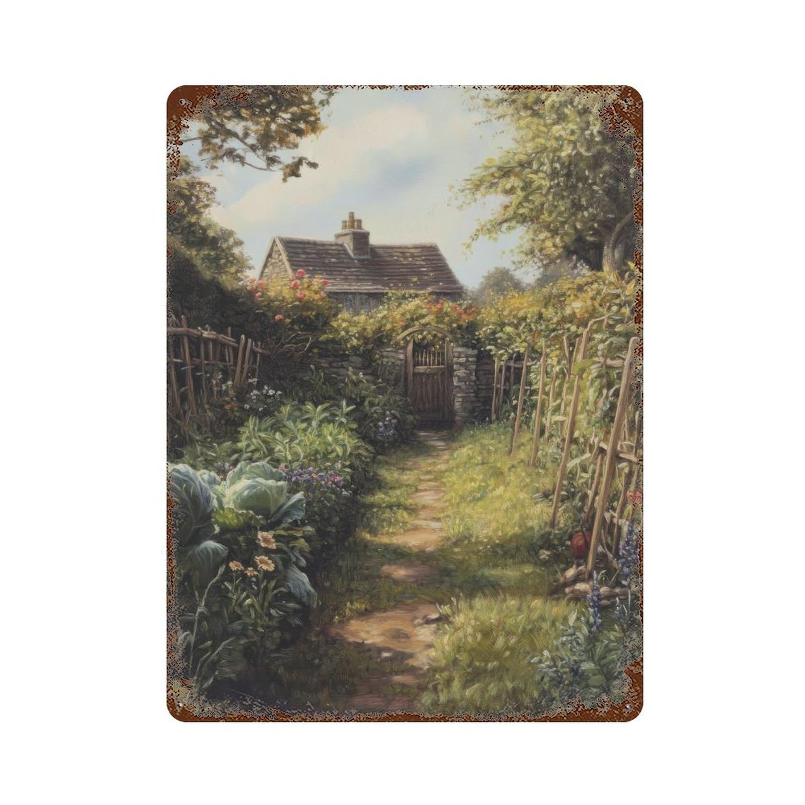 xiaoxiaoshen Victorian Vegetable Garden Cottagecore Decor Rustic Vintage Nature Wall Decor Art Metal Tin Poster Modern Home Decor Art Home Bar Shop Decorations Vintage Sign 40x30cm