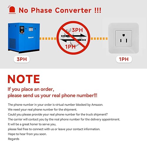 Miniatura 9 de 208-230Volt 3-Phase Rotary Screw Air Compressor 20HP 15KW - 81CFM 125PSI - NPT3/4" Base Mount Commercial Air Compressed Industrial Stationary